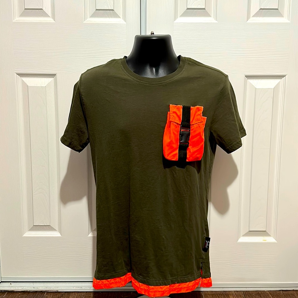 Green T-Shirt Neon-Orange Pocket